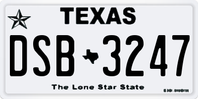 TX license plate DSB3247