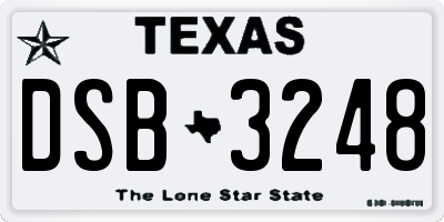 TX license plate DSB3248