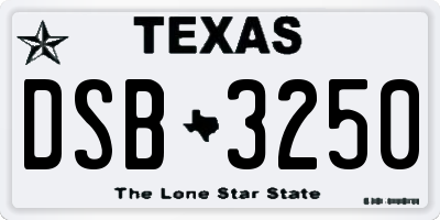 TX license plate DSB3250