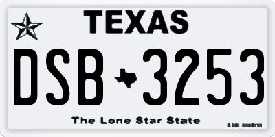 TX license plate DSB3253
