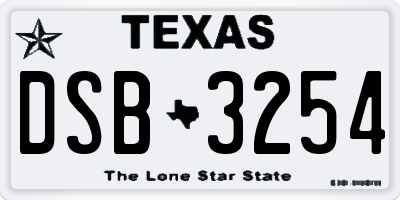 TX license plate DSB3254