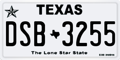 TX license plate DSB3255