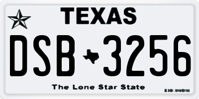 TX license plate DSB3256
