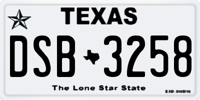 TX license plate DSB3258