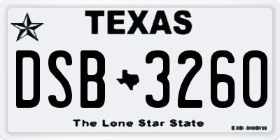 TX license plate DSB3260