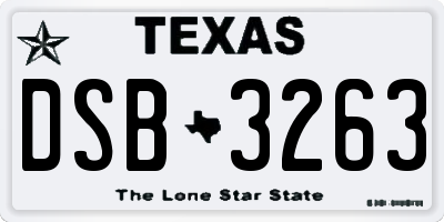 TX license plate DSB3263