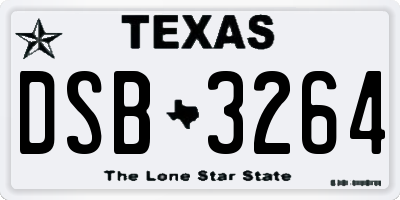 TX license plate DSB3264