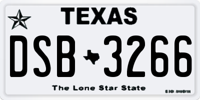 TX license plate DSB3266