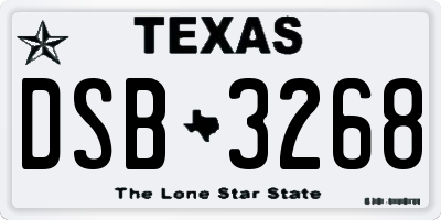 TX license plate DSB3268