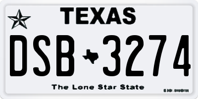 TX license plate DSB3274