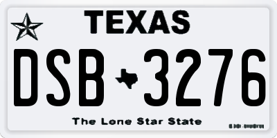 TX license plate DSB3276
