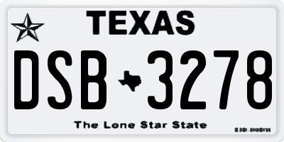 TX license plate DSB3278