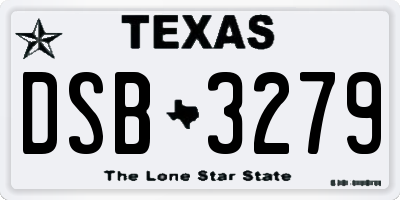 TX license plate DSB3279