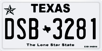 TX license plate DSB3281