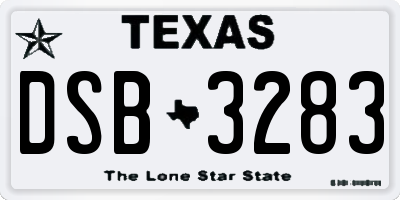 TX license plate DSB3283