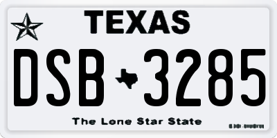 TX license plate DSB3285