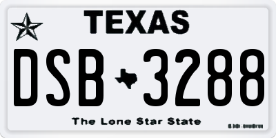 TX license plate DSB3288