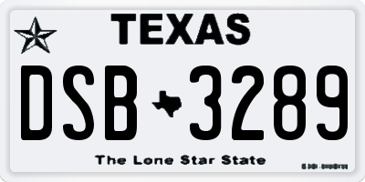 TX license plate DSB3289