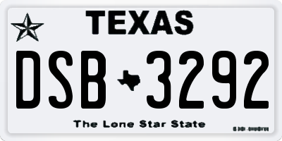 TX license plate DSB3292
