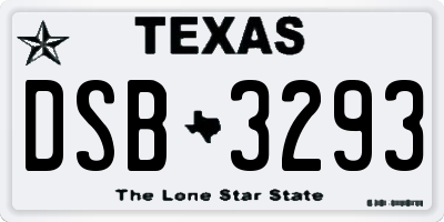 TX license plate DSB3293