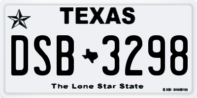 TX license plate DSB3298
