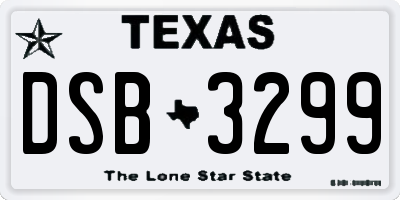 TX license plate DSB3299