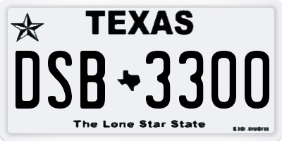 TX license plate DSB3300