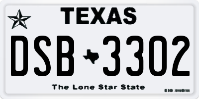 TX license plate DSB3302