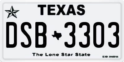 TX license plate DSB3303