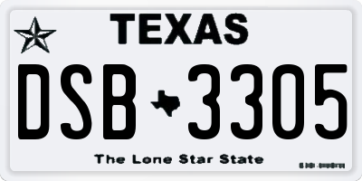 TX license plate DSB3305