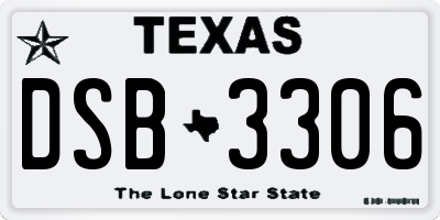 TX license plate DSB3306