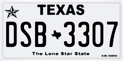 TX license plate DSB3307