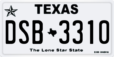 TX license plate DSB3310
