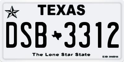 TX license plate DSB3312