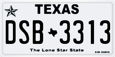 TX license plate DSB3313