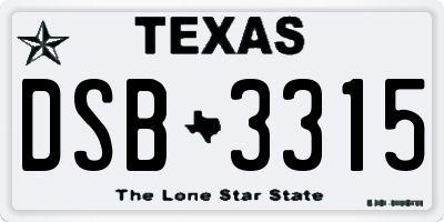 TX license plate DSB3315