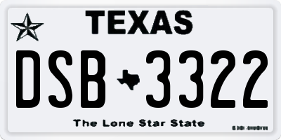 TX license plate DSB3322