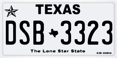 TX license plate DSB3323