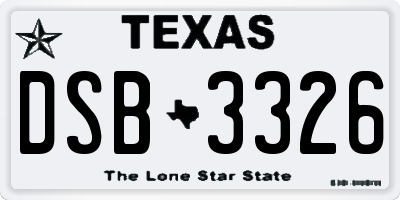 TX license plate DSB3326