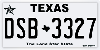 TX license plate DSB3327