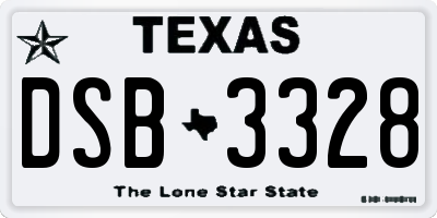 TX license plate DSB3328