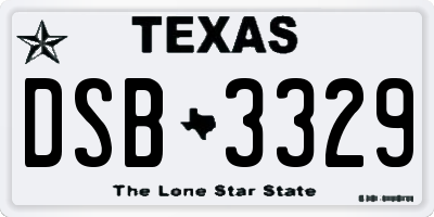 TX license plate DSB3329