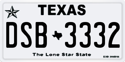 TX license plate DSB3332