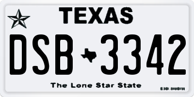 TX license plate DSB3342