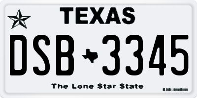 TX license plate DSB3345
