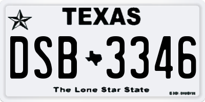 TX license plate DSB3346