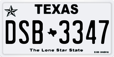 TX license plate DSB3347