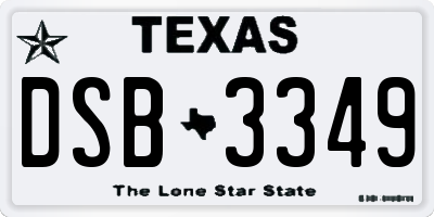 TX license plate DSB3349