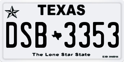 TX license plate DSB3353