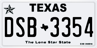 TX license plate DSB3354